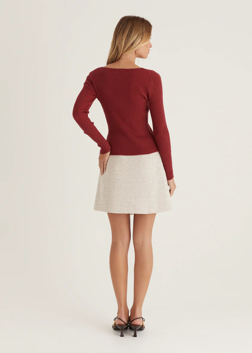 Eleonore Knit Top - Burgundy