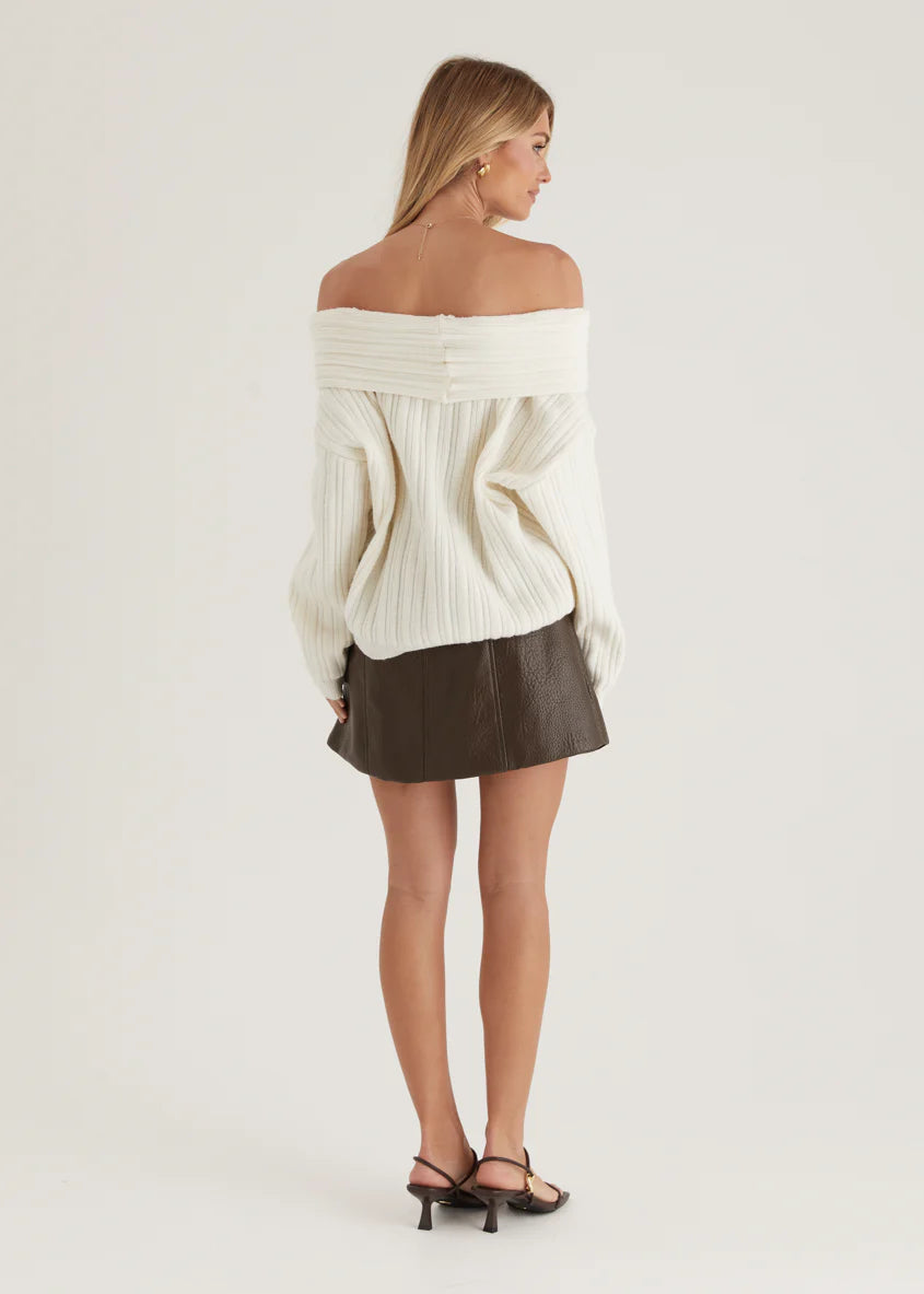 Shiloh Off Shoulder Sweater - Off White