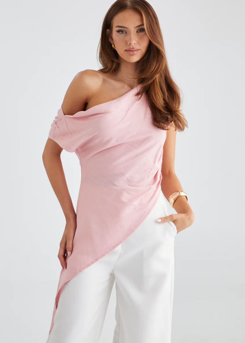 Kylo One Shoulder Top - Pink