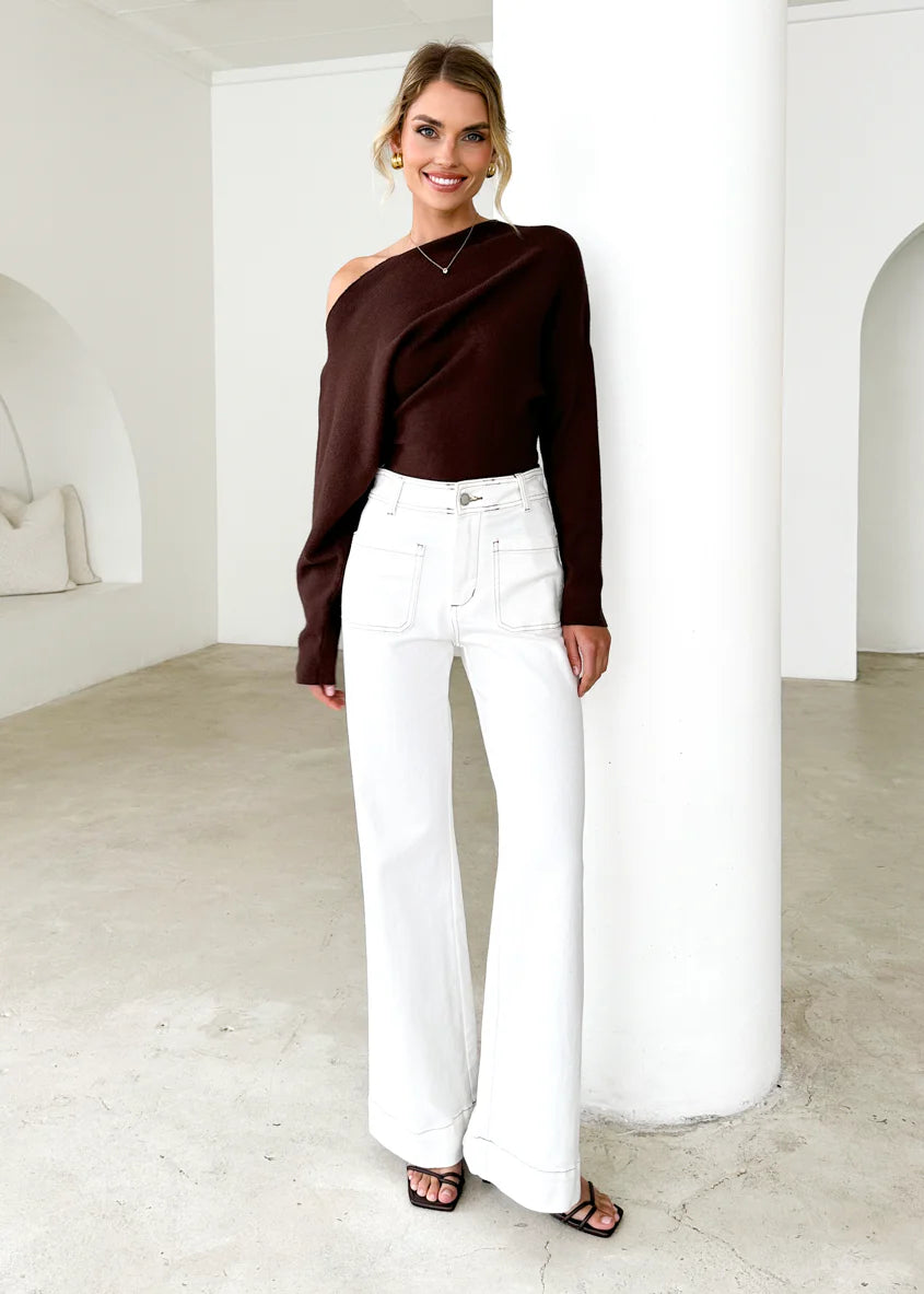 Zekroe Wide Leg Jeans - Off White