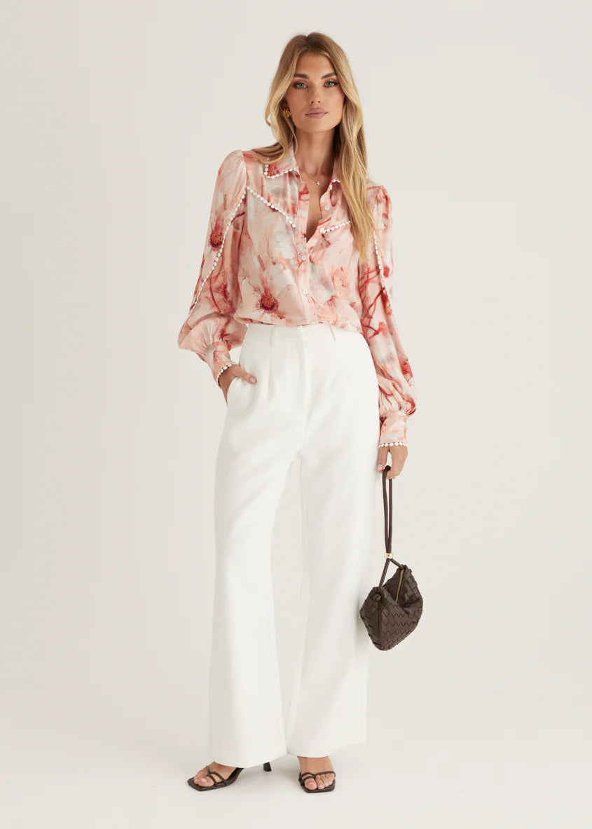 Misha Shirt - Peach Floral
