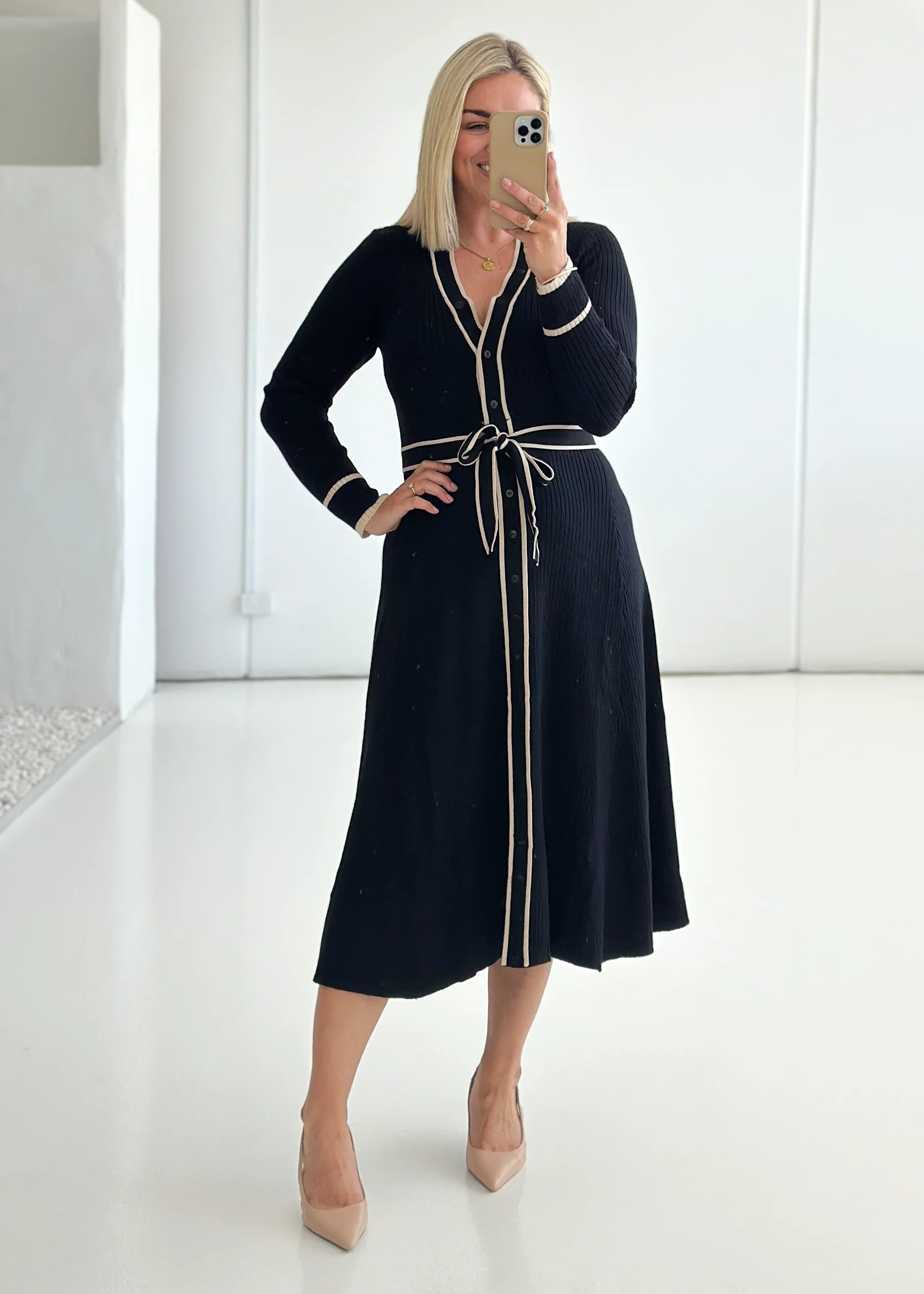 Adah Knit Midi Dress - Black