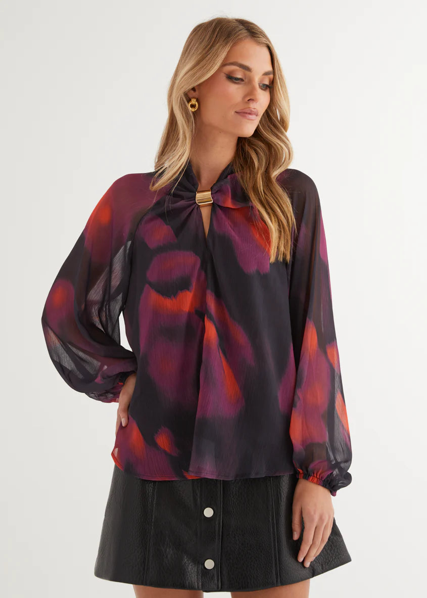 Magnolia Blouse - Black Watercolour