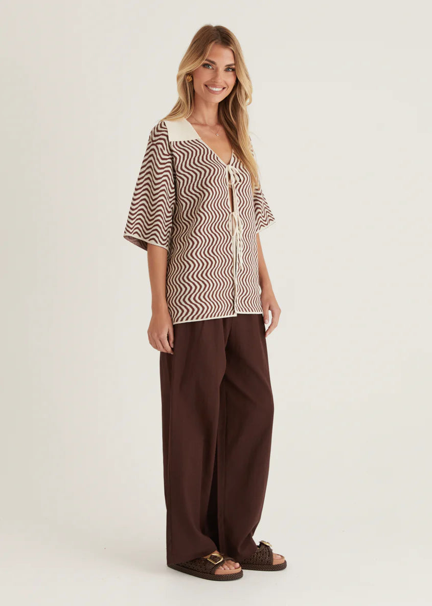 Charley Knit Top - Brown Swirl