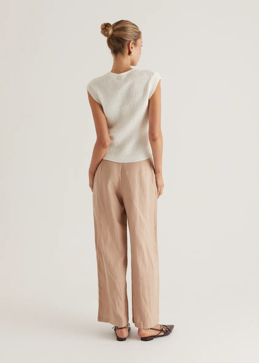 Thalia Linen Pants - Taupe
