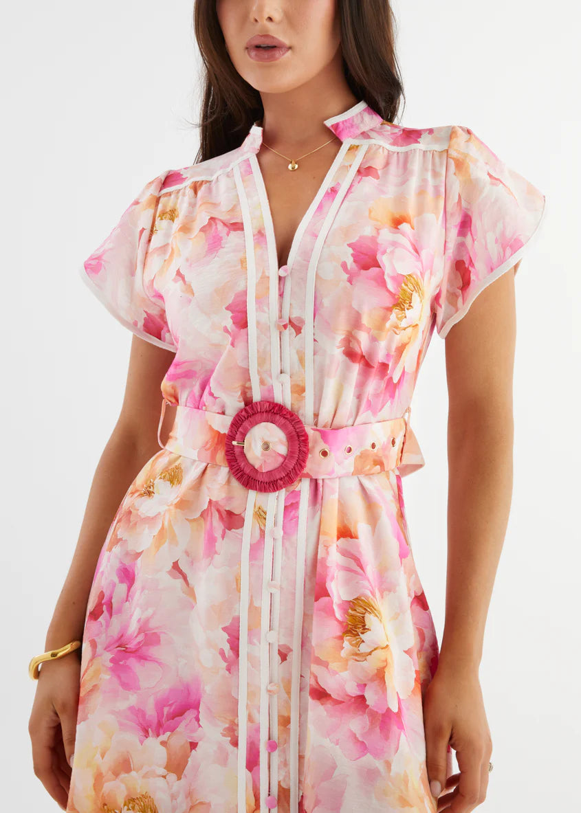 Dafina Maxi Dress - Magenta Floral
