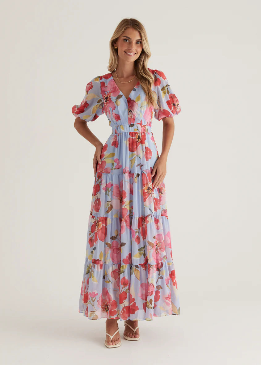 Casablanca Maxi Dress - Blue Floral
