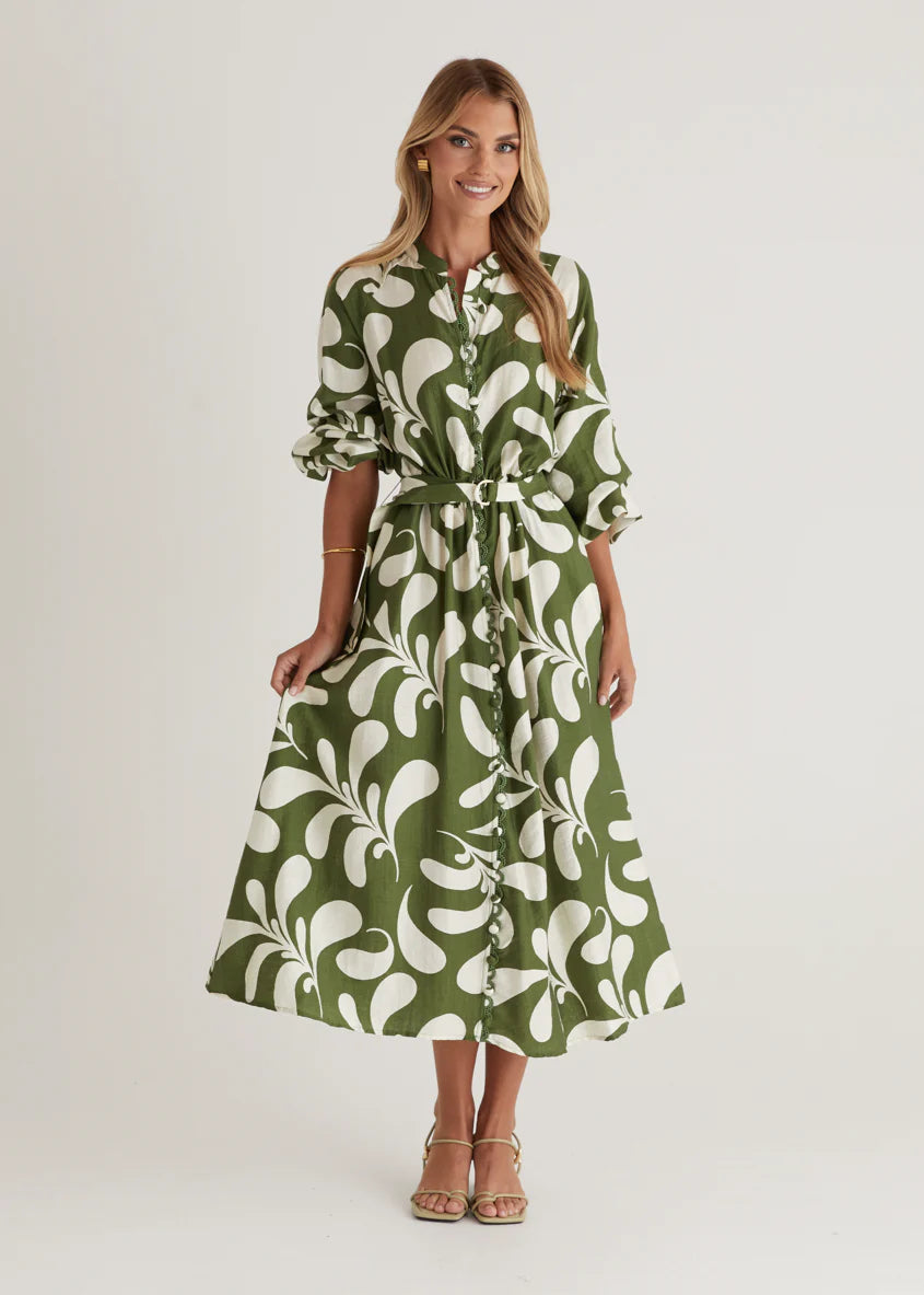 Shylah Midi Dress - Forest Swirl