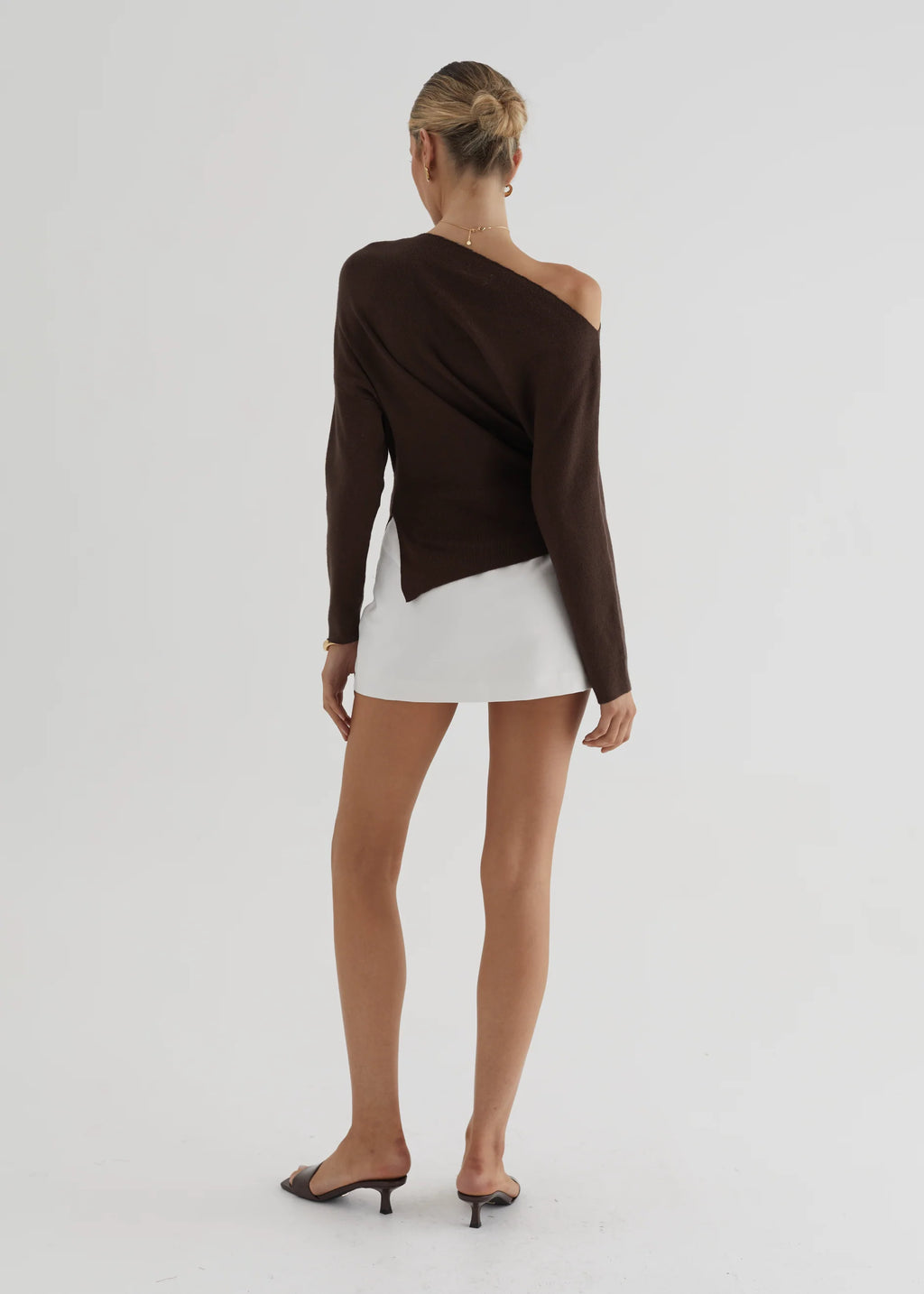 Willowly One Shoulder Knit Top - Chocolate