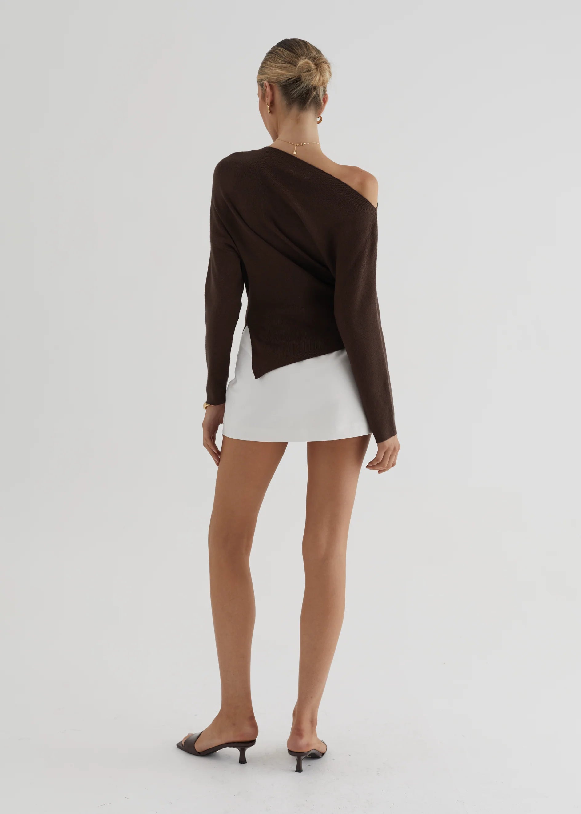 Willowly One Shoulder Knit Top - Chocolate