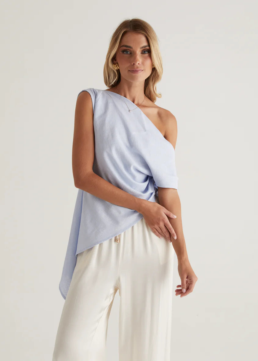 Kylo One Shoulder Top - Blue