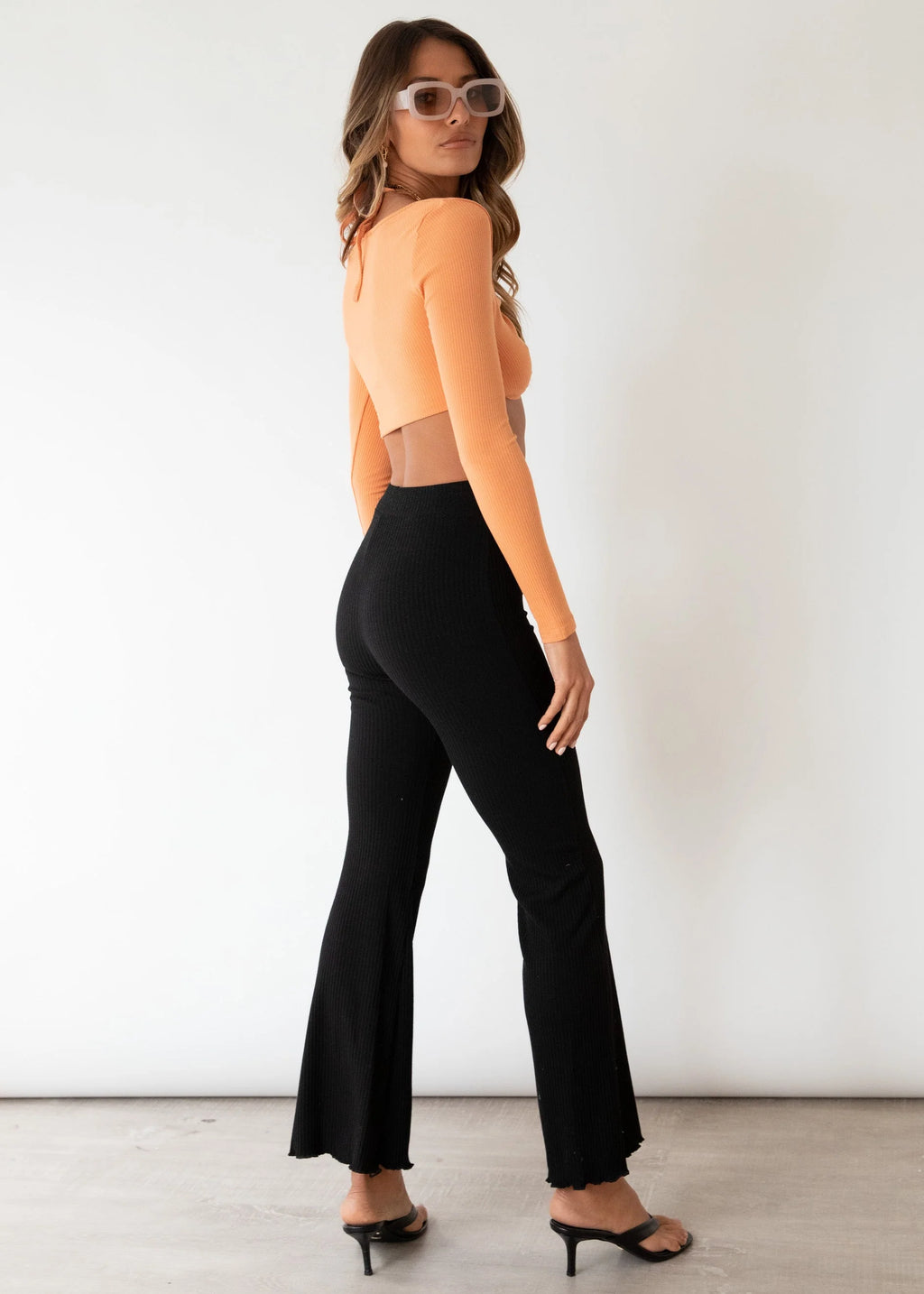 Lace Me Up Knit Crop - Tangerine