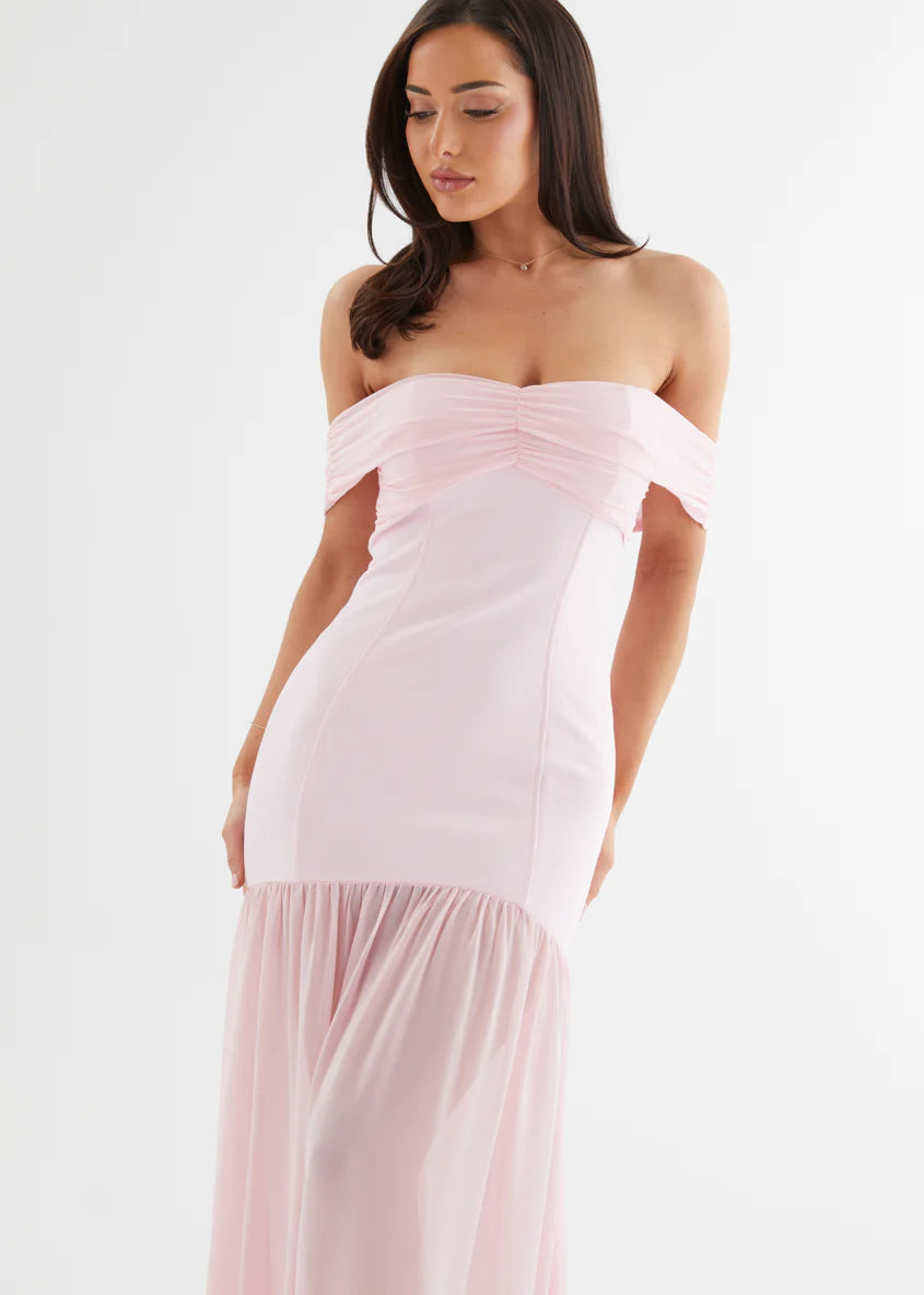 Tilly Off Shoulder Maxi Dress - Soft Pink