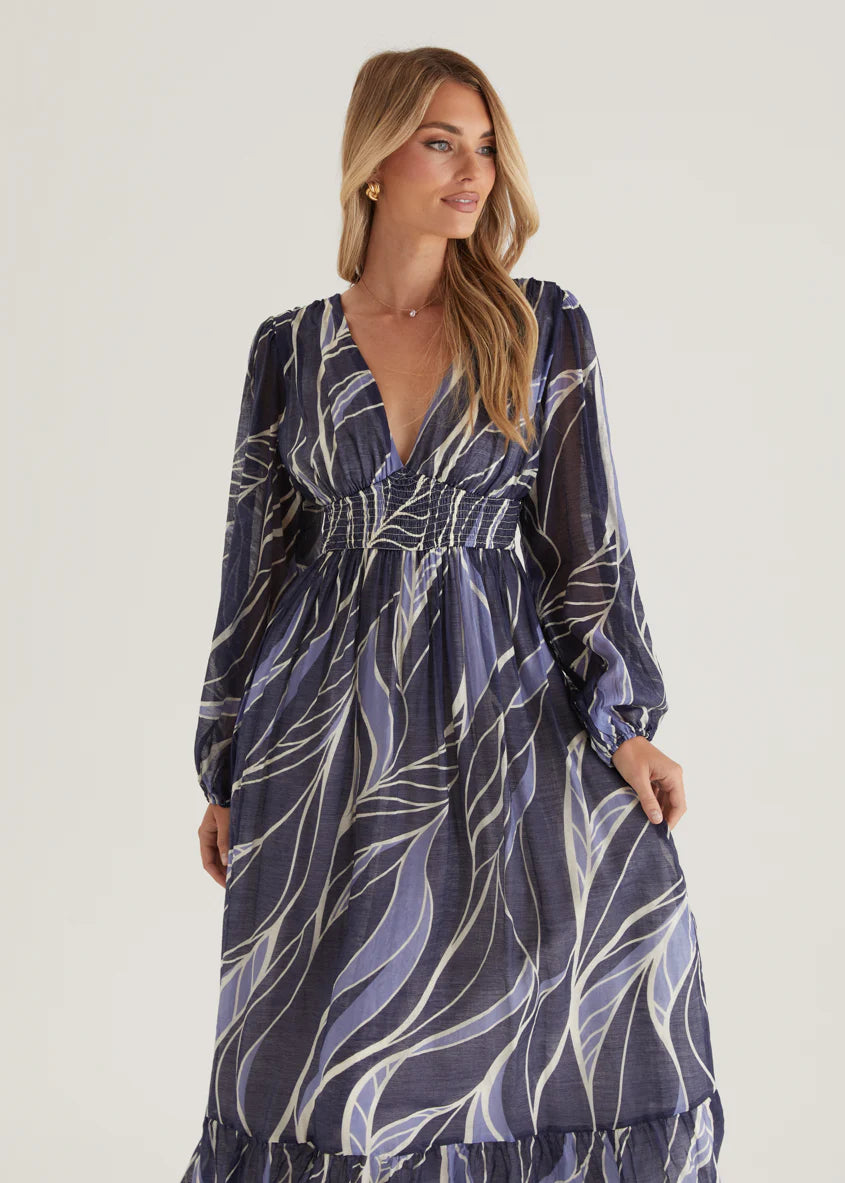 Skyline Maxi Dress - Navy Swirl