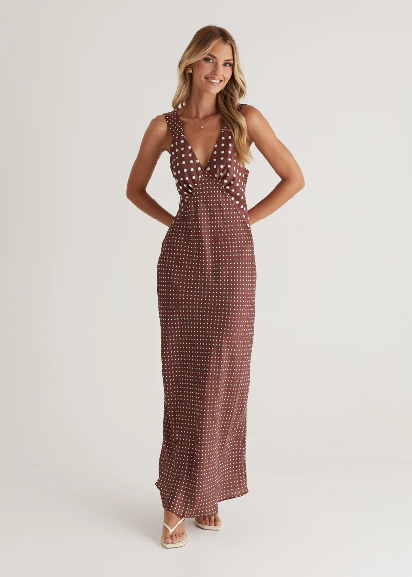 Taleena Maxi Dress - Chocolate Spot