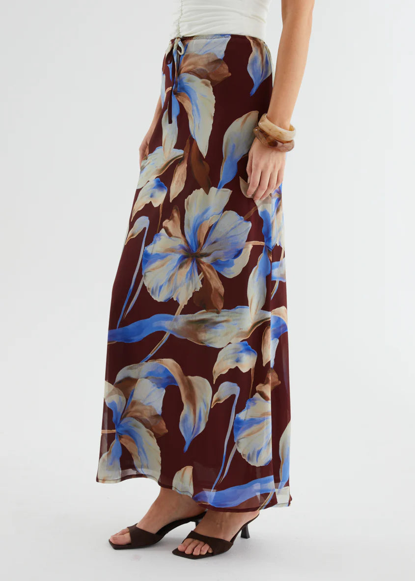 Skyla Maxi Skirt - Burgundy Anya