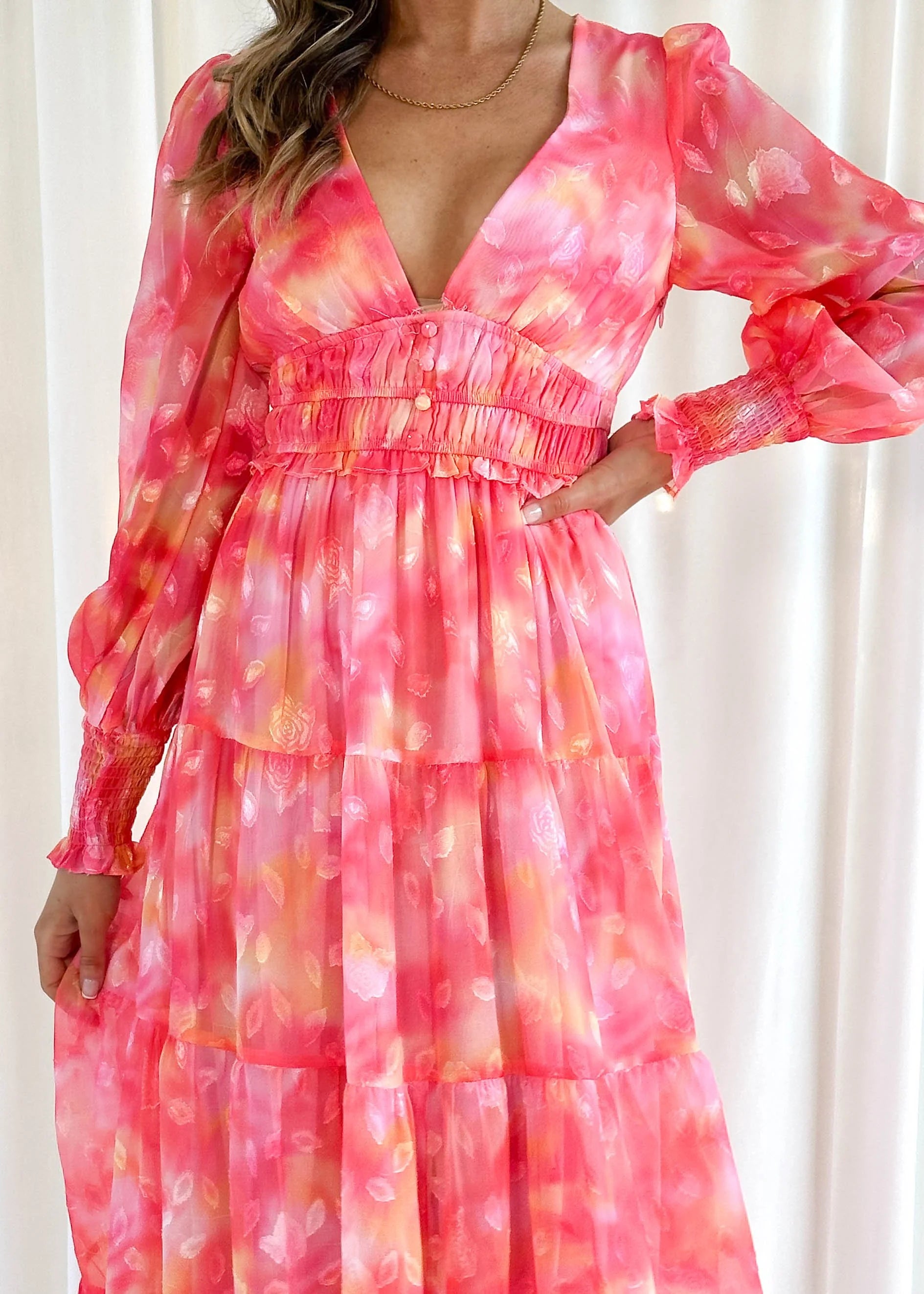 Edinna Maxi Dress - Pink Splash