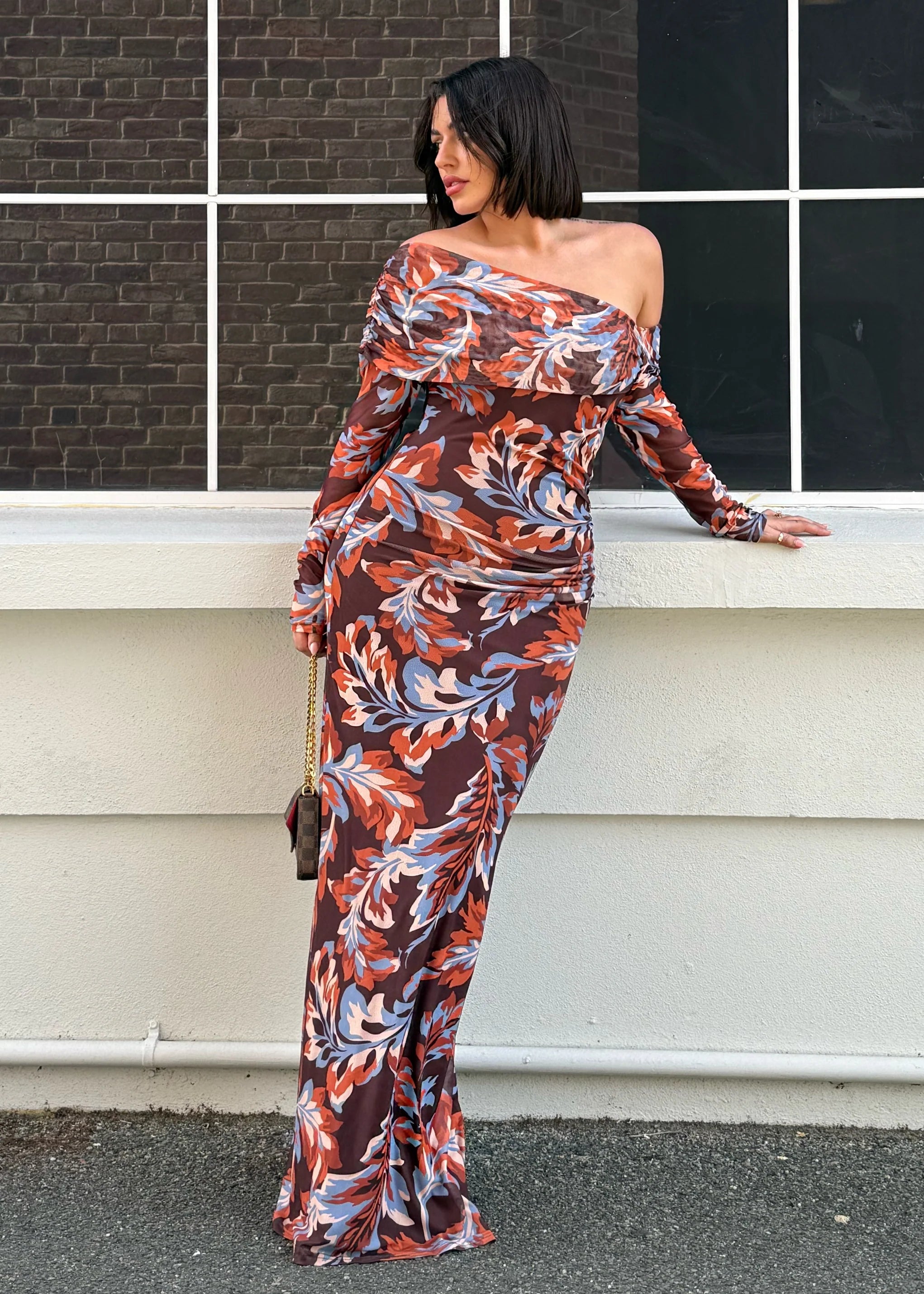 Nix Off Shoulder Maxi Dress - Autumn Leaf