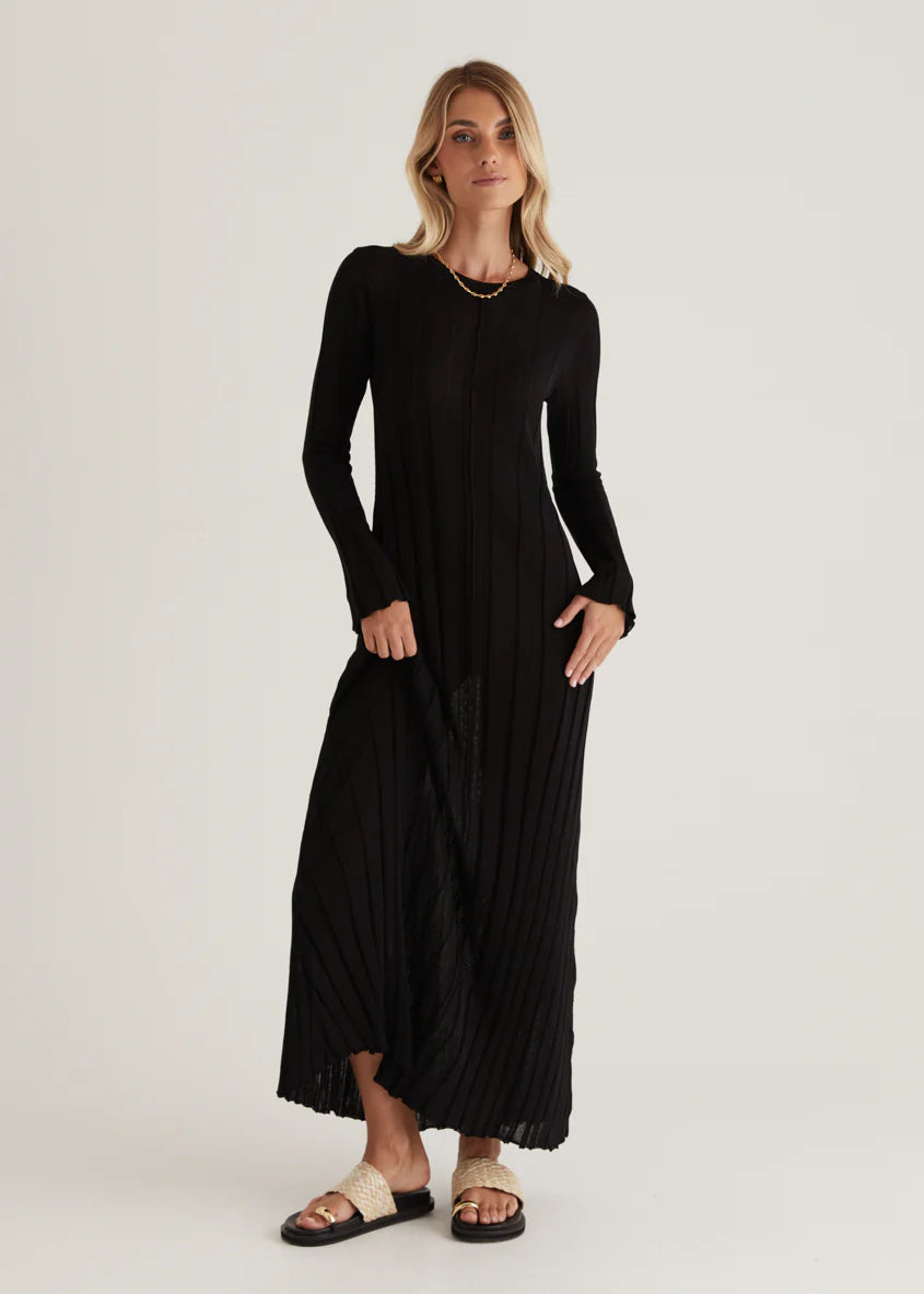Serah Knit Midi Dress - Black