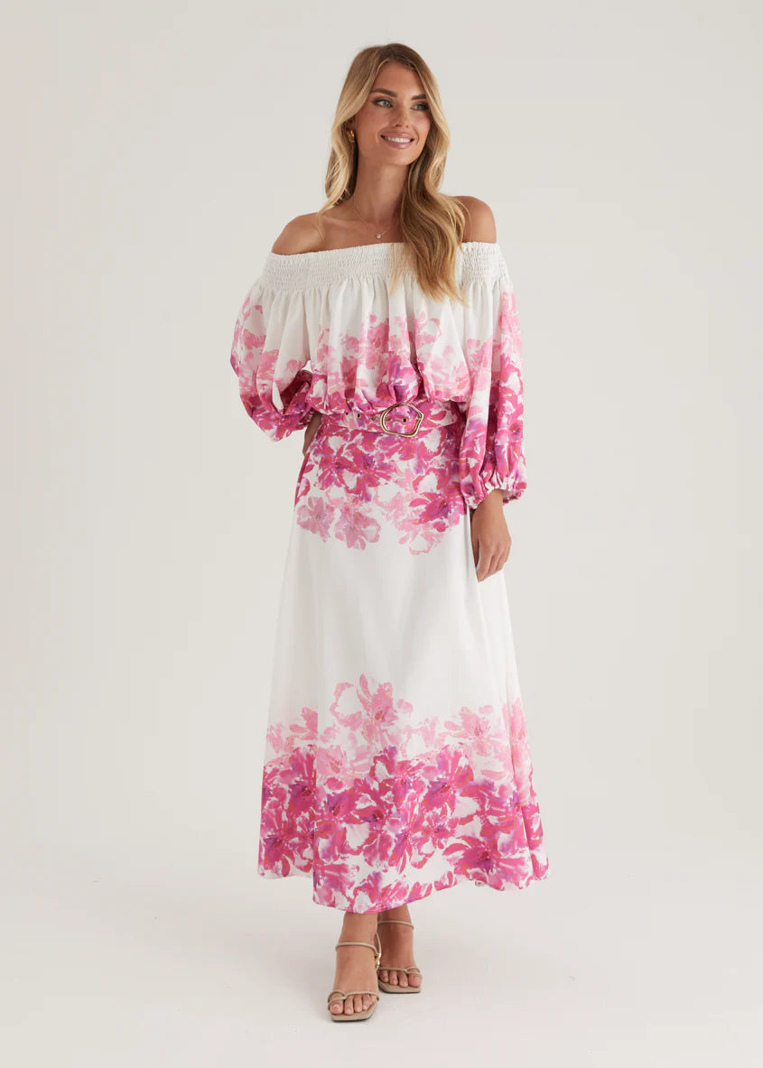 Averie Off Shoulder Top - Pink Floral