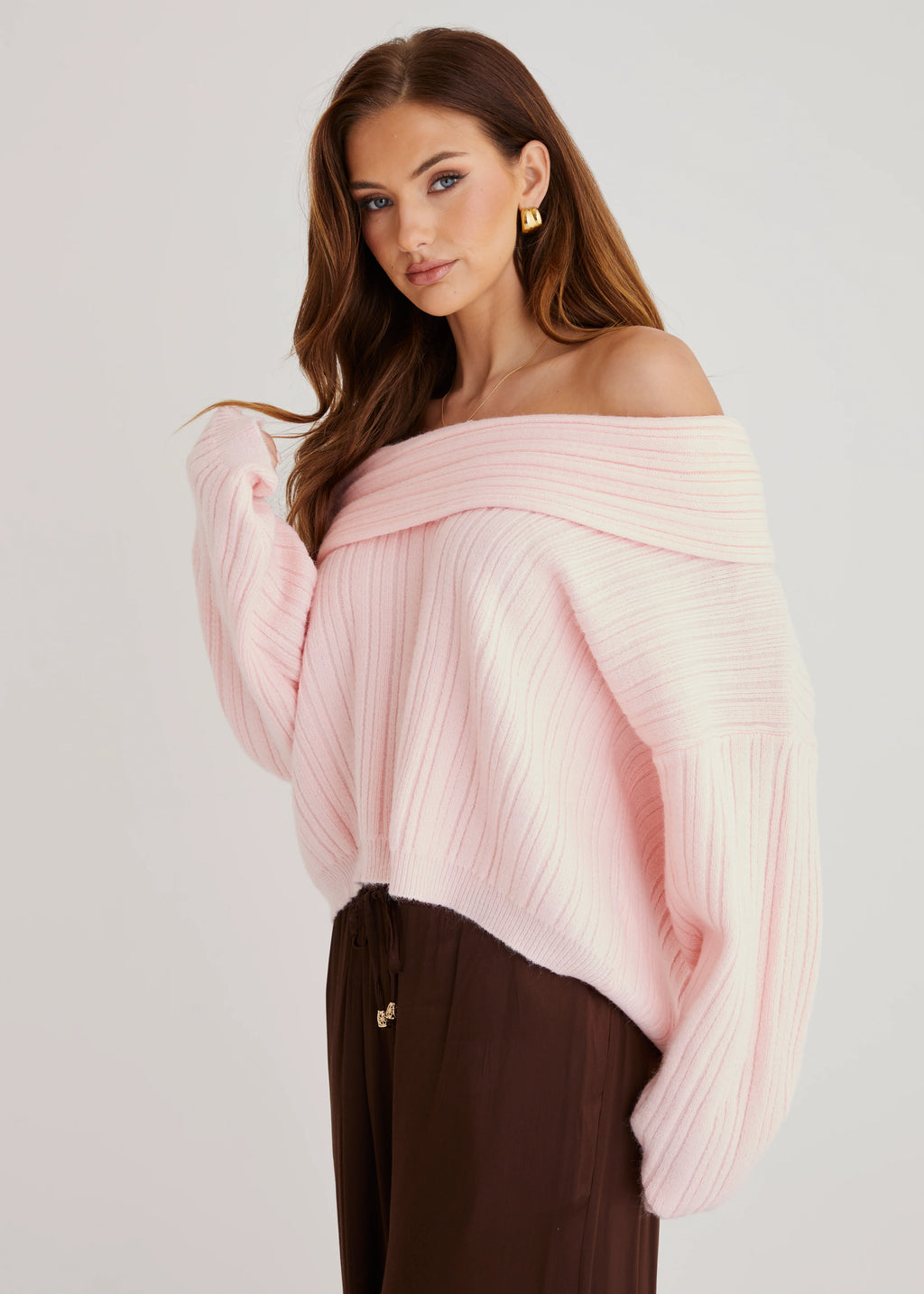Shiloh Off Shoulder Sweater - Pink