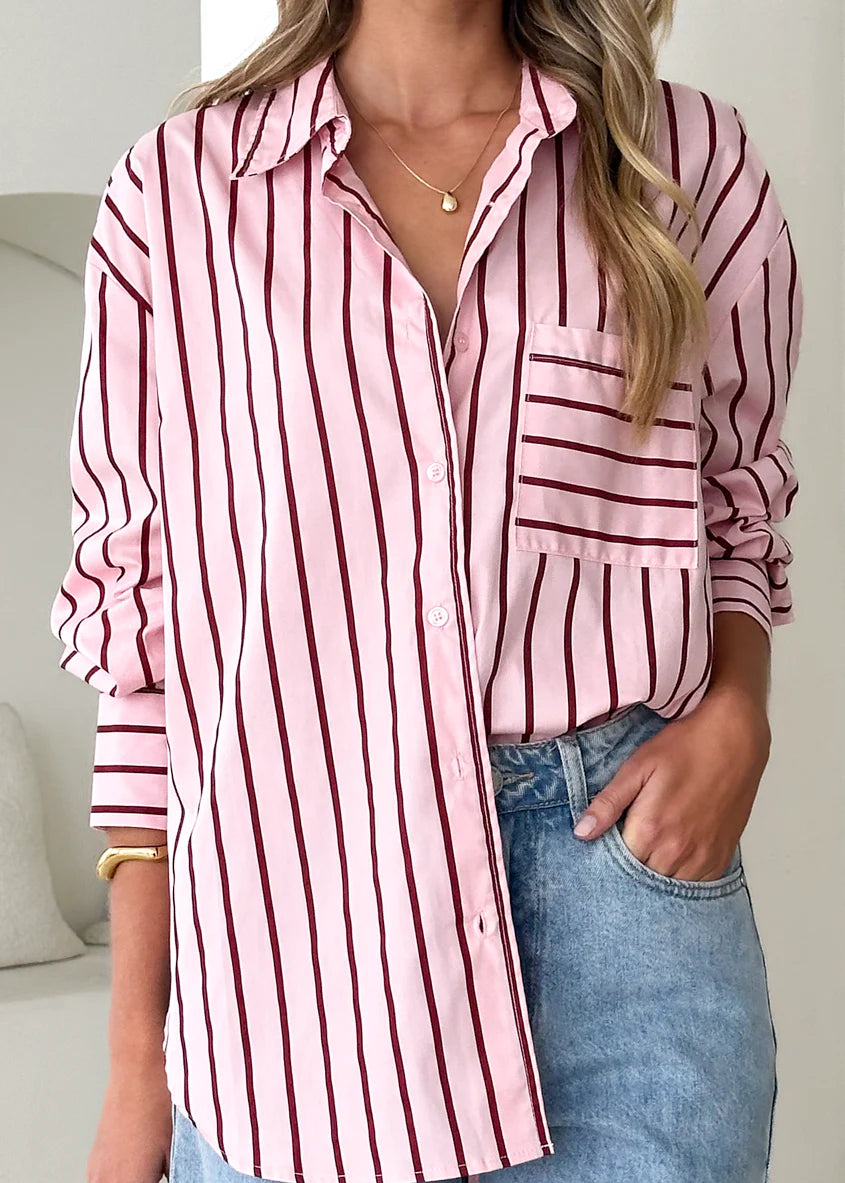 Poppy Shirt - Pink Stripe