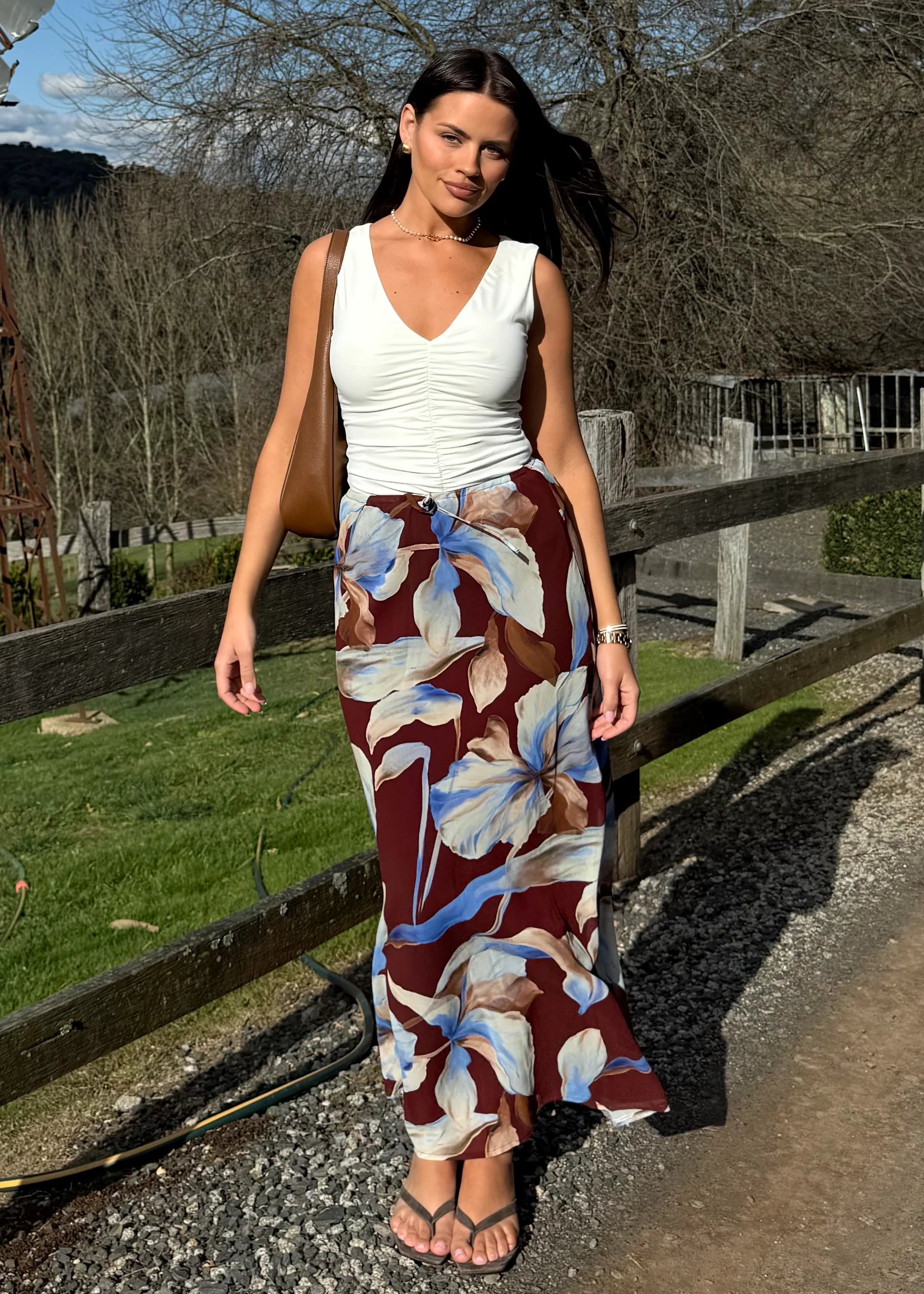 Skyla Maxi Skirt - Burgundy Anya