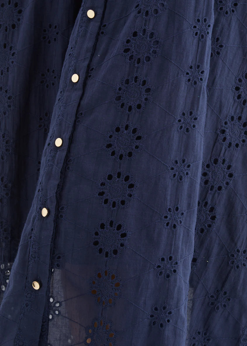 Eryn Midi Dress - Navy Anglaise