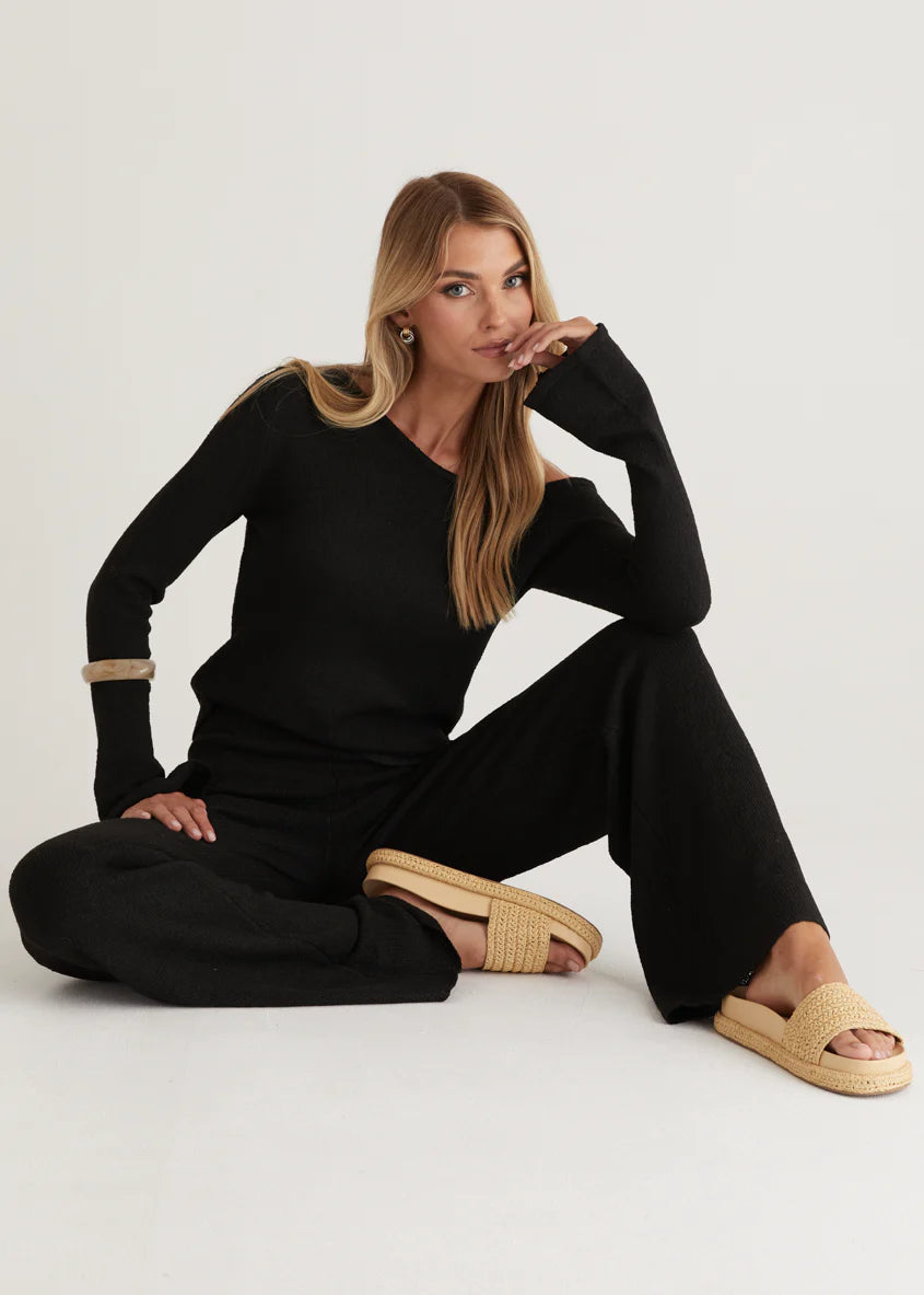 Ivy One Shoulder Top - Black