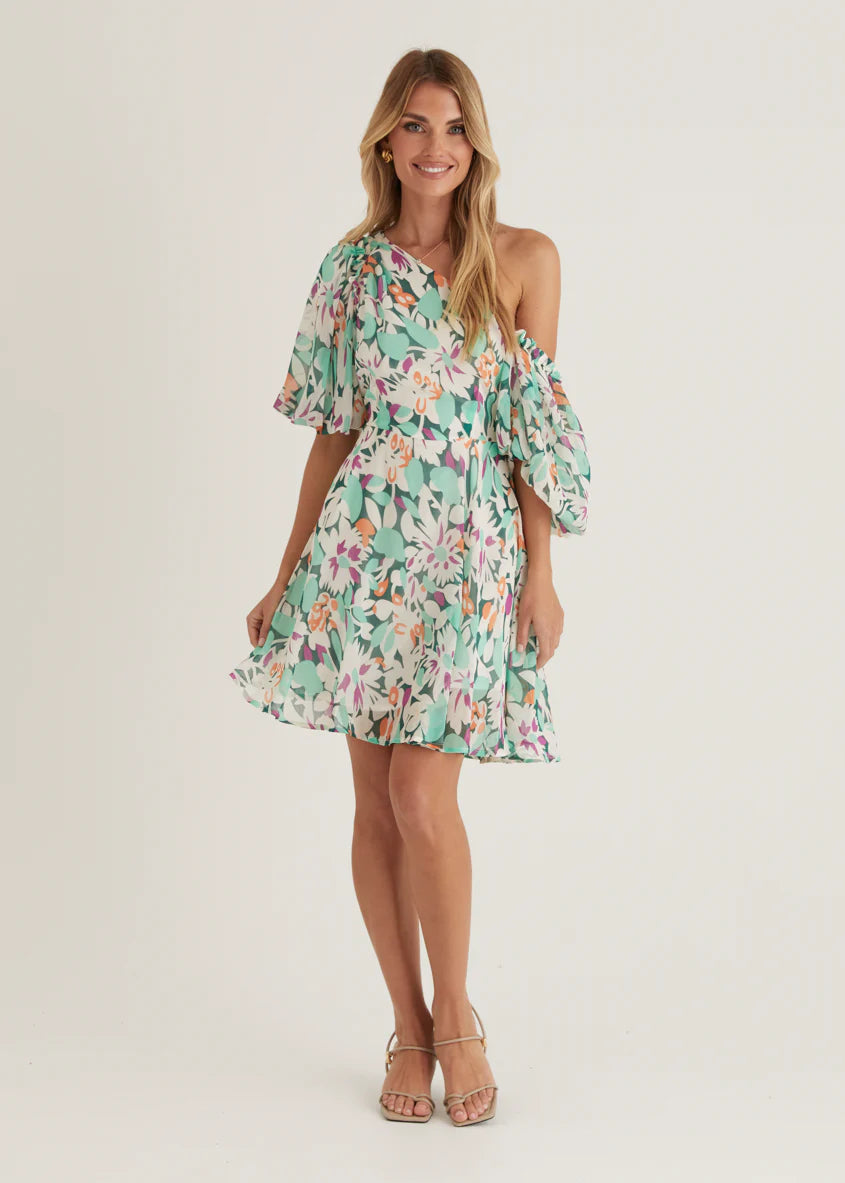 Cavo Off Shoulder Dress - Rio Green