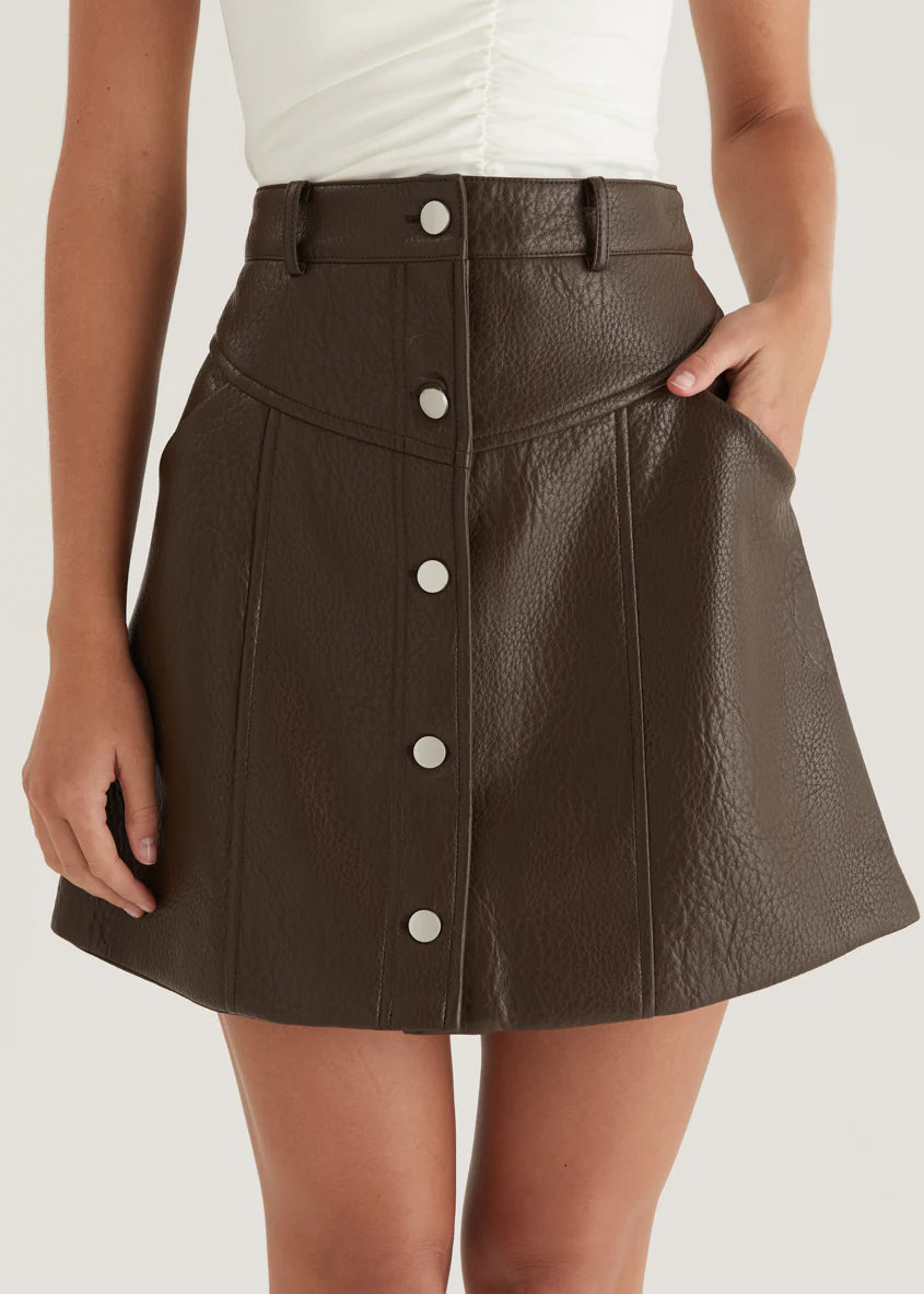Bittersweet PU Skirt - Espresso