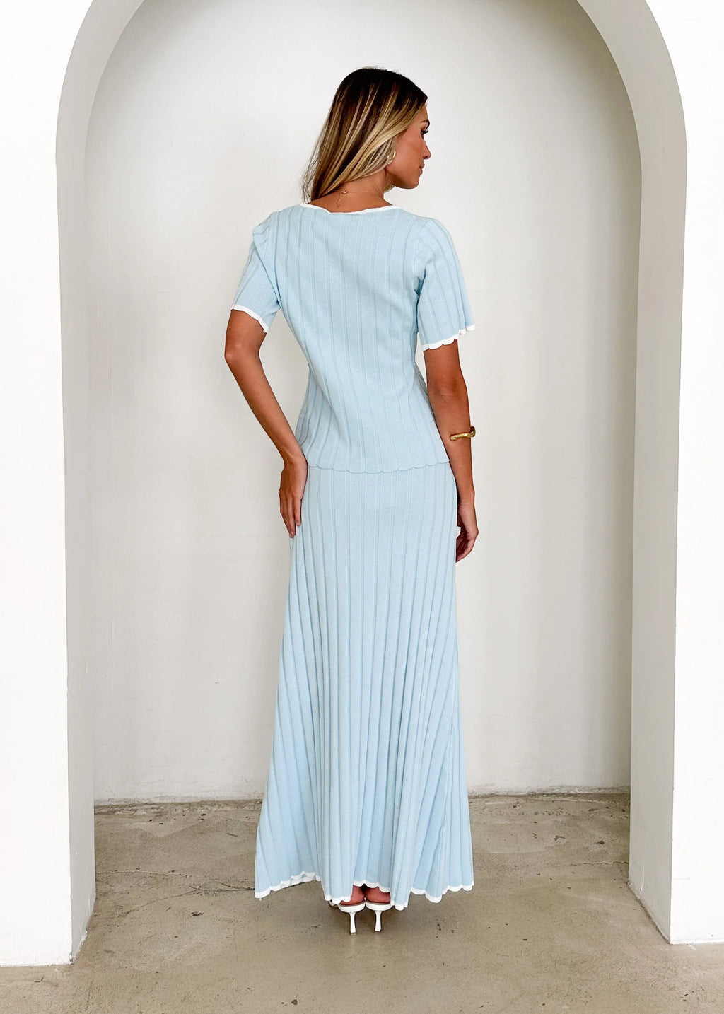 Yulia Knit Maxi Skirt - Sky Blue