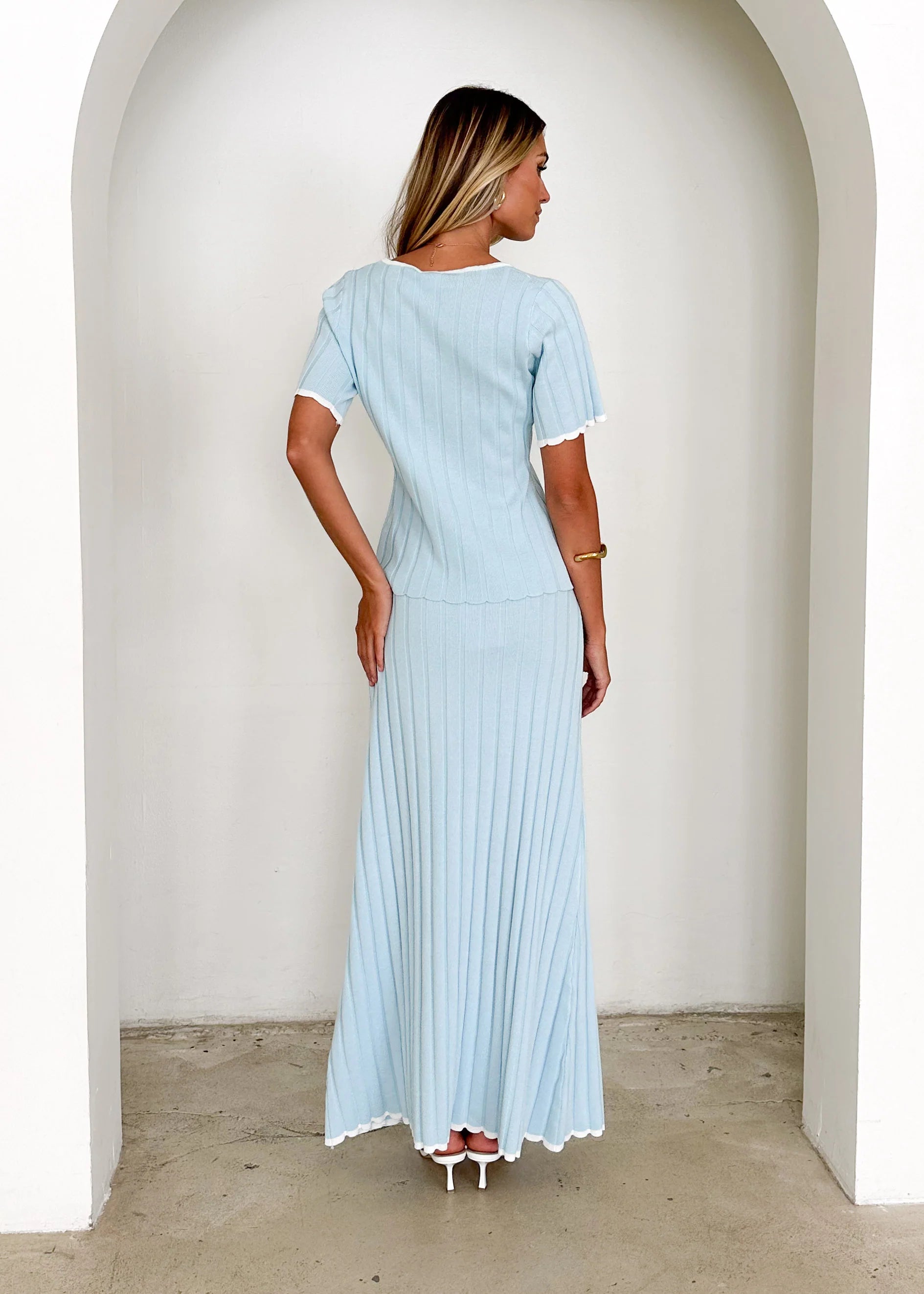 Yulia Knit Maxi Skirt - Sky Blue