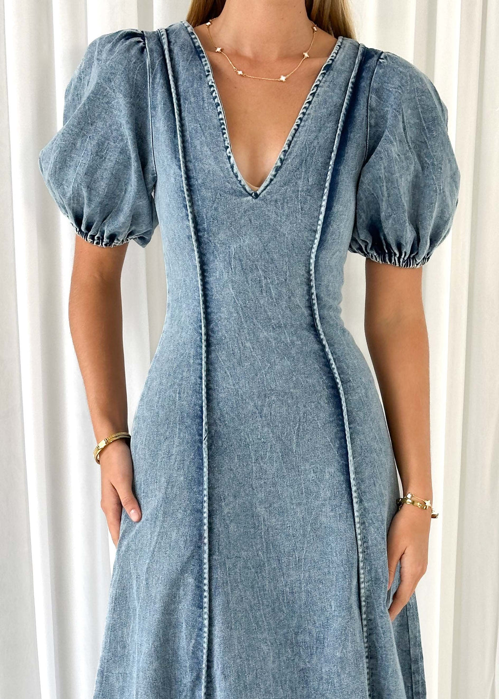 Madrie Stretch Denim Dress - Mid Blue