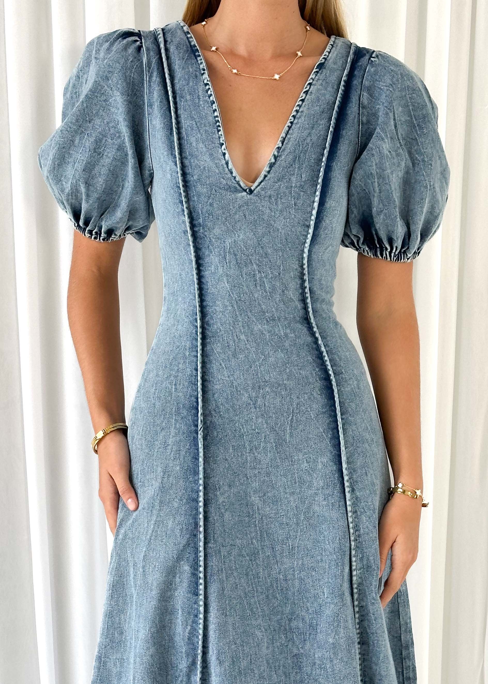 Madrie Stretch Denim Dress - Mid Blue