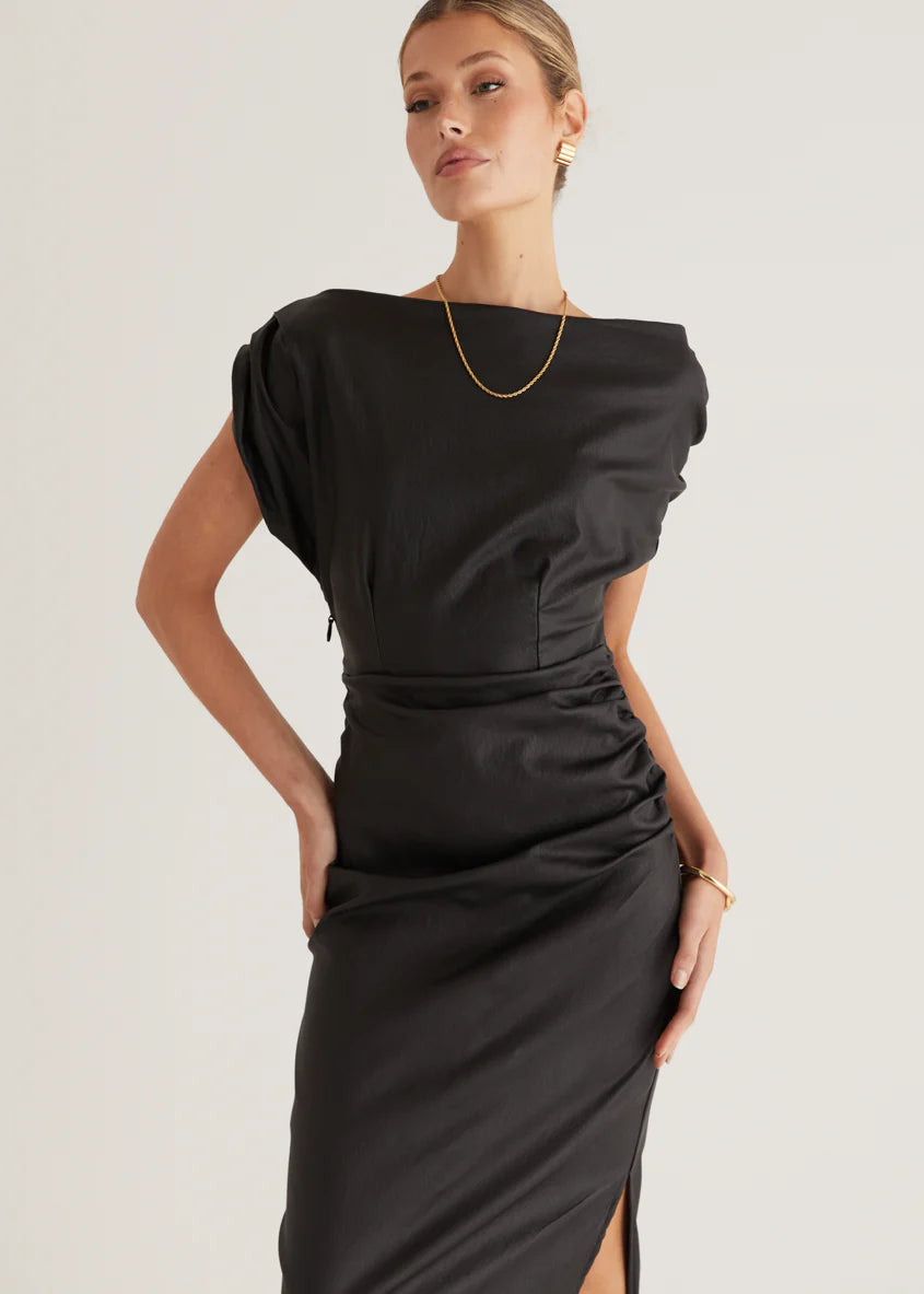 Astro Coated Midi Dress - Black