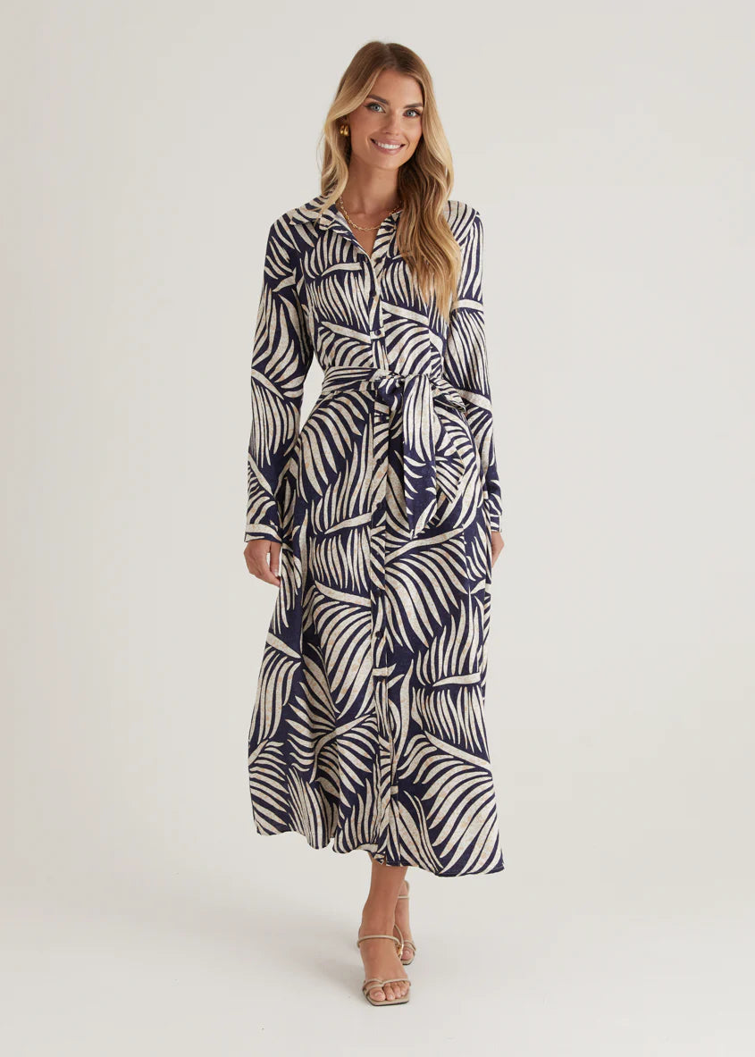 Luxe Midi Dress - Navy Fern