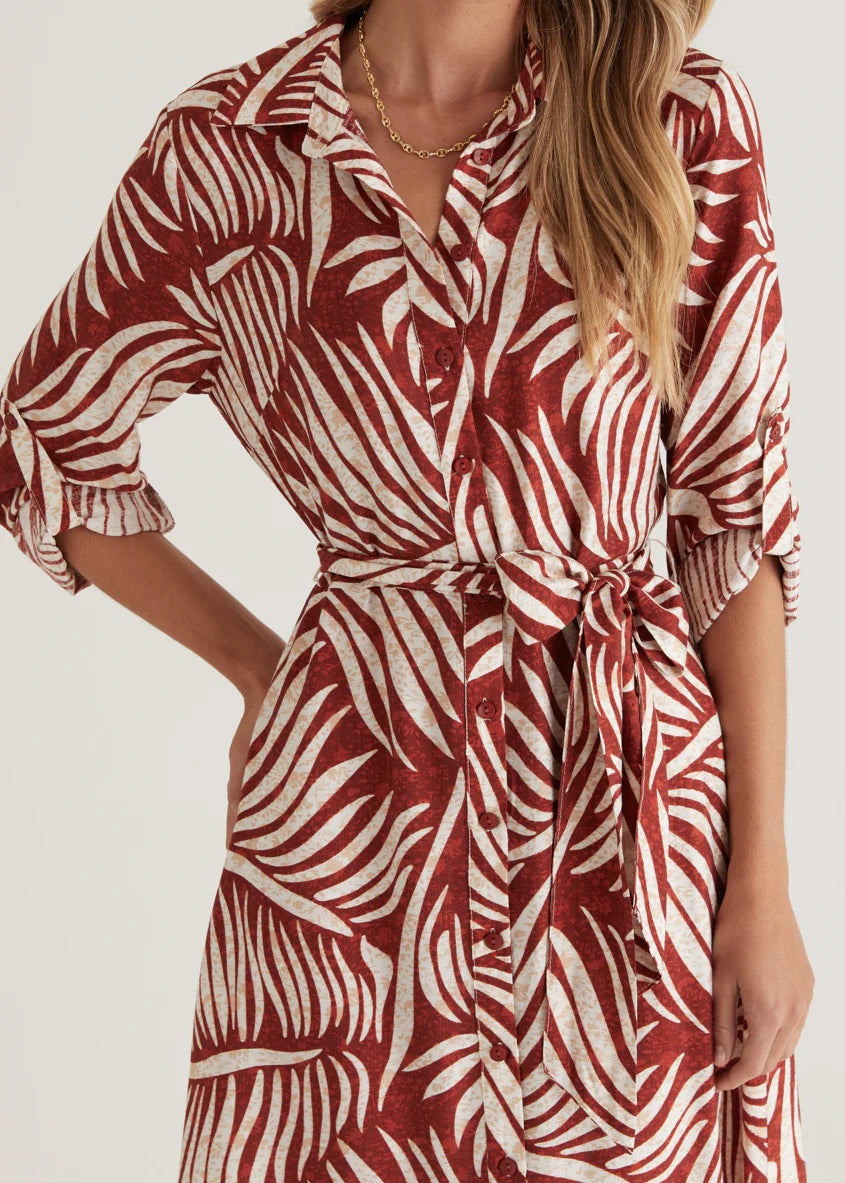 Luxe Midi Dress - Wine Fern