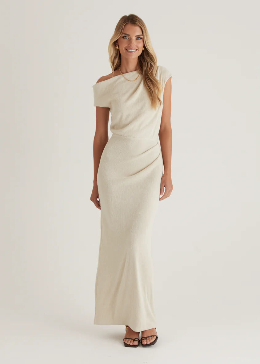 Tarni One Shoulder Maxi Dress - Oat