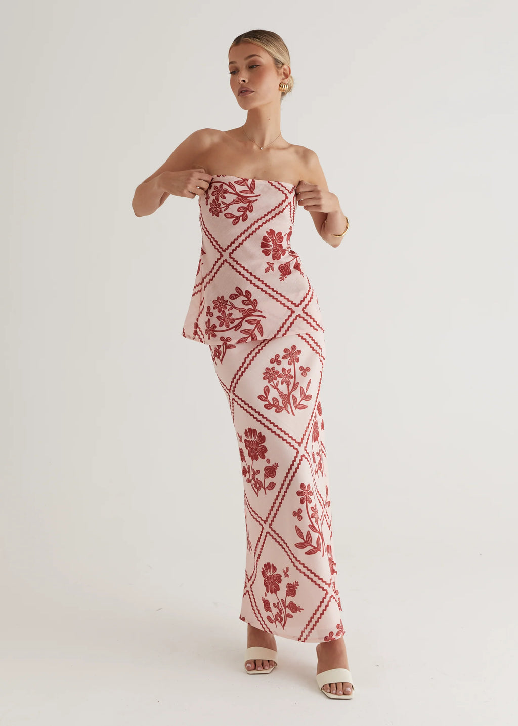 Madi Maxi Skirt - Red Floral