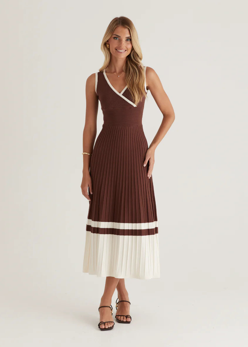 Radiate Knit Midi Dress - Chocolate