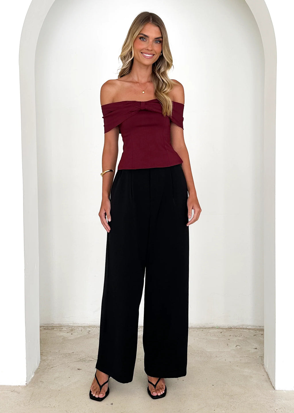 Indikah Off Shoulder Top - Wine