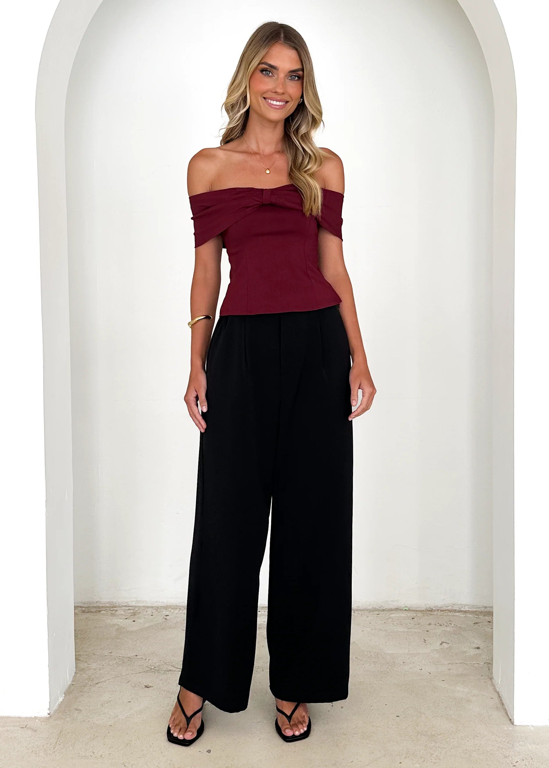 Indikah Off Shoulder Top - Wine