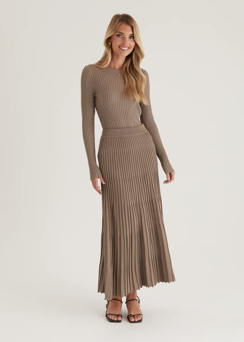 Skylee Knit Maxi Skirt - Mocha