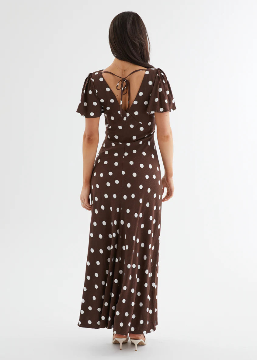 Nadia Maxi Dress - Choc Polka