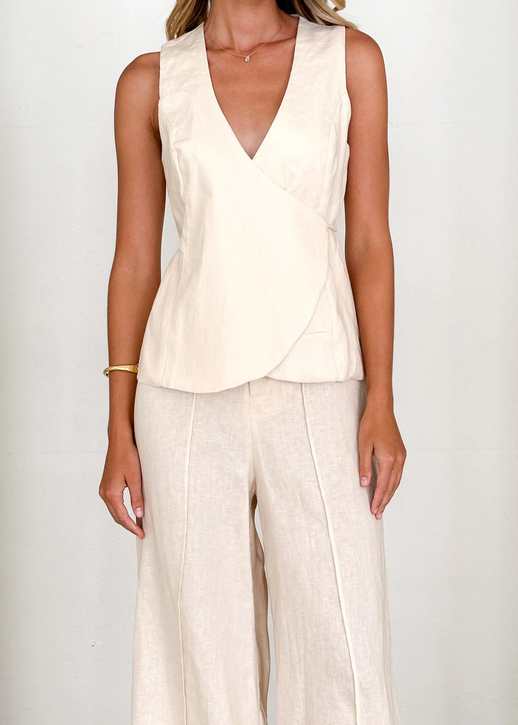 Riva Linen Top - Cream