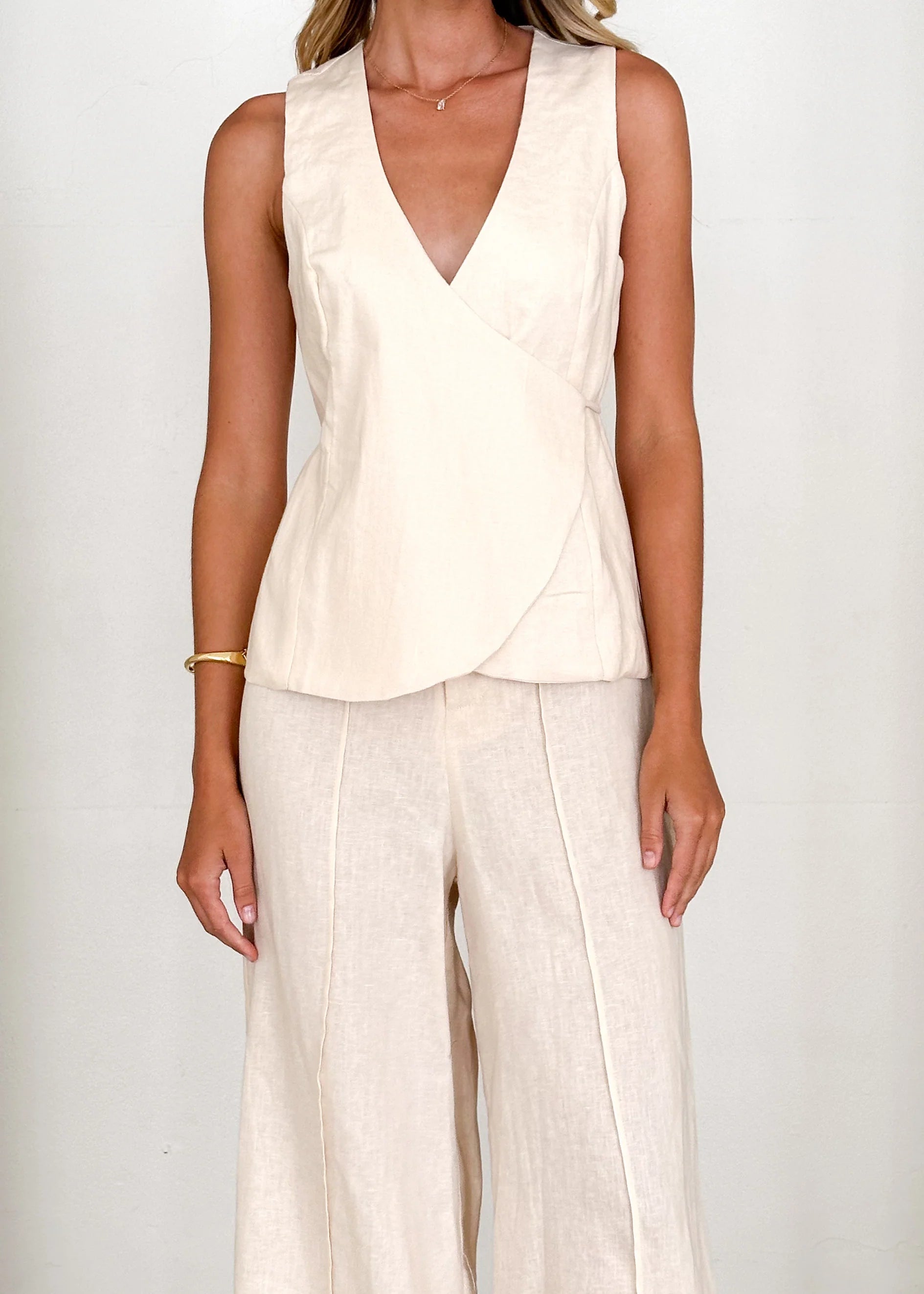 Riva Linen Top - Cream