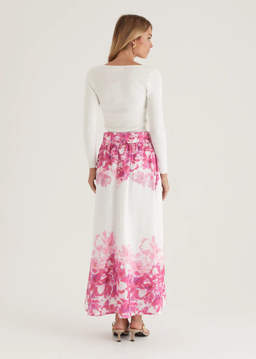 Averie Maxi Skirt - Pink Floral