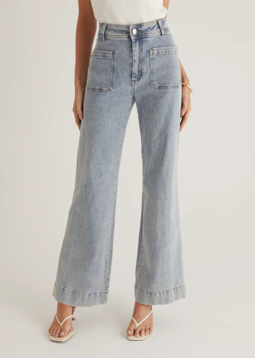 Zekroe Wide Leg Jeans - Light Blue