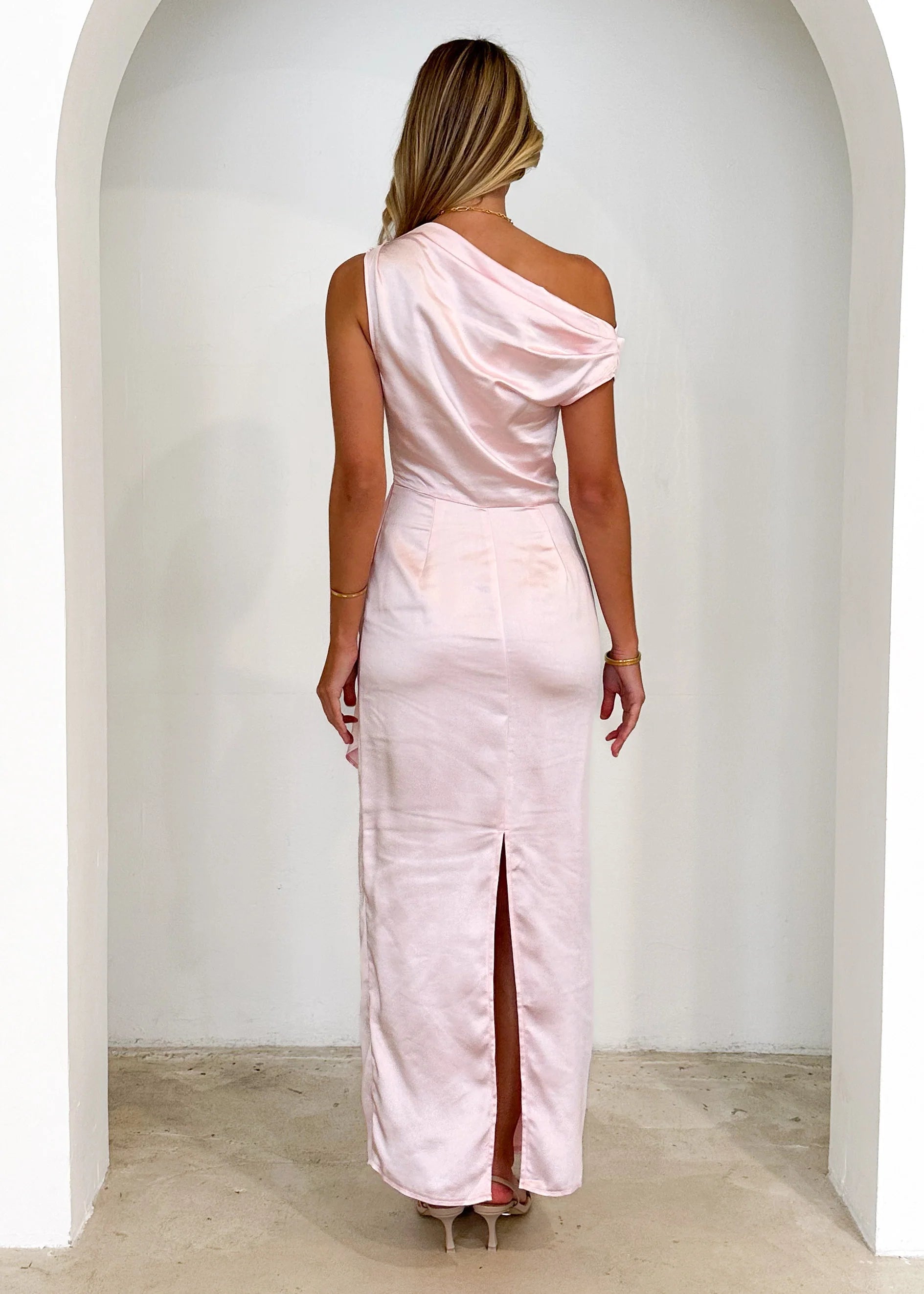Lexrie One Shoulder Maxi Dress - Blush
